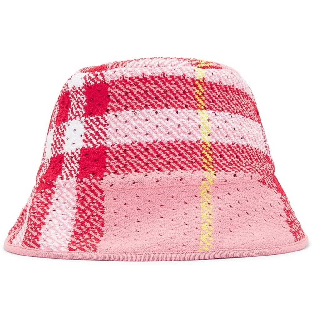 Burberry Pink and White Plaid Knit Hat - Picture 6 of 8